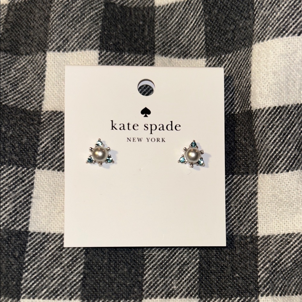 Kate Spade Pearl and Teal Accent Earrings